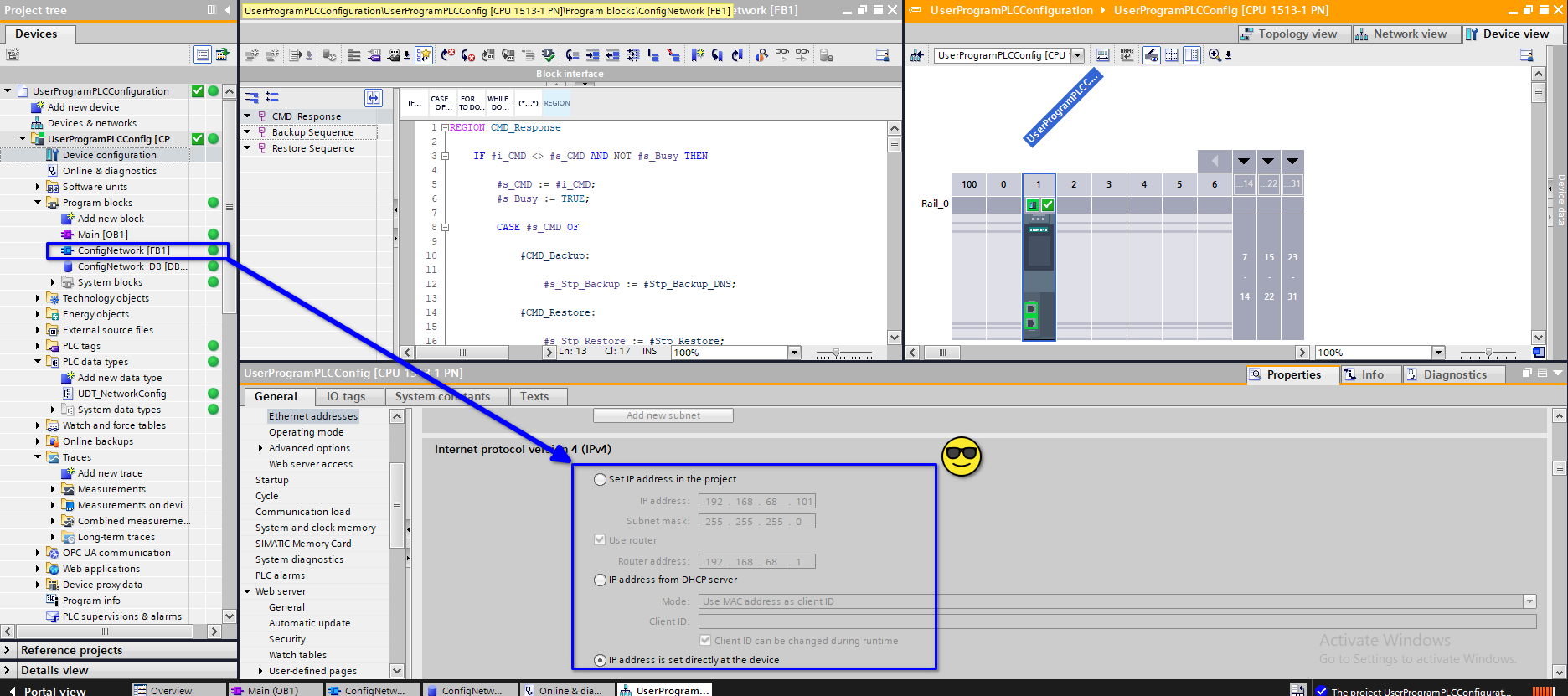 Configure PLC Communication with User Program