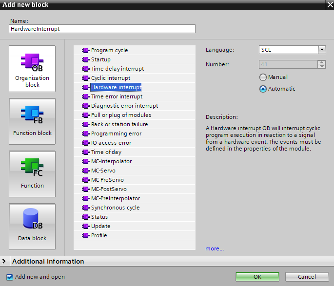 S7 PLC Hardware Interrupt and PLCSim Advanced API
