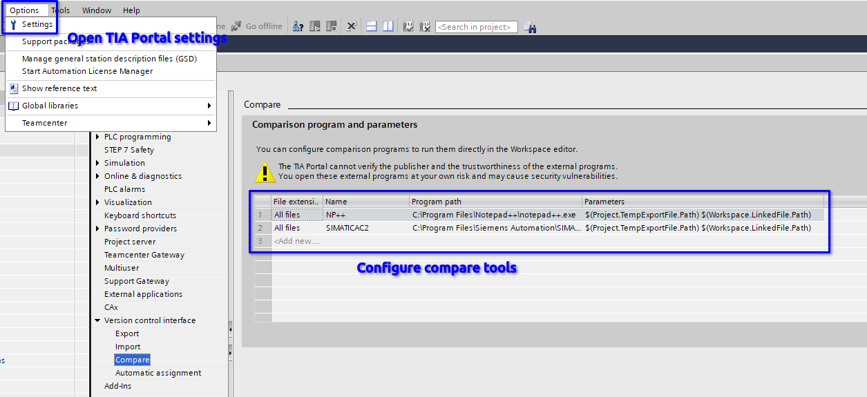 ConfigureSIMATICAutomationCompareTool
